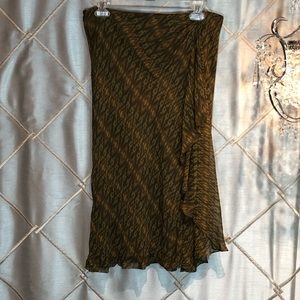 Ralph Lauren brown and olive silk skirt, sz Medium